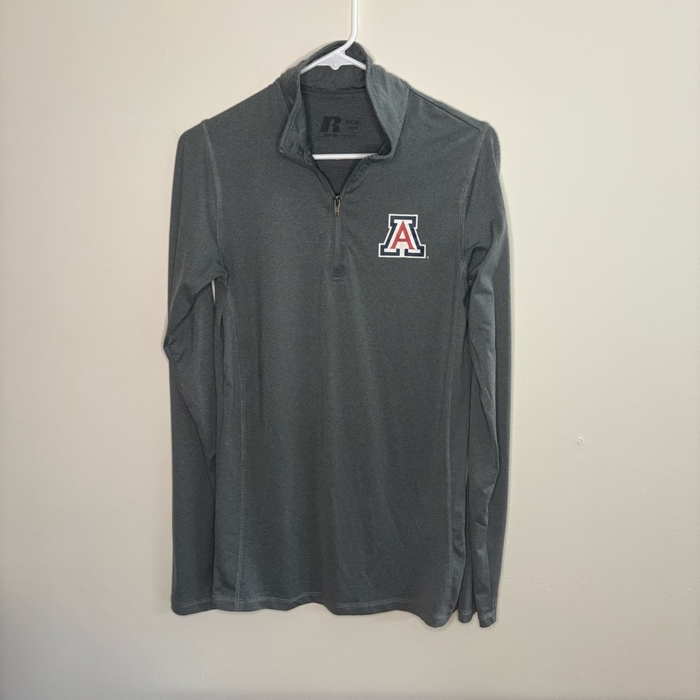 Russell Dark Gray Long Sleeve Quarter-Zip Shirt Mens Small University of Arizona